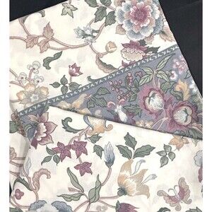 Vintage Cannon King Pillowcase Set Cotton Blend Floral Botanical Purples Greens